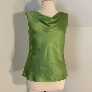 Green 100% Silk Cowl Neck Blouse
